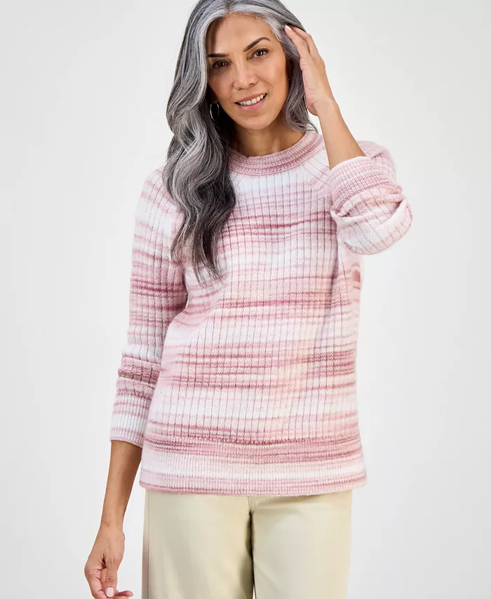 Women's Space-Dye Long-Sleeve Crewneck Sweater