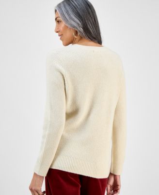 Women's Lace-Up Long-Sleeve Sweater, Macy's Exclusive