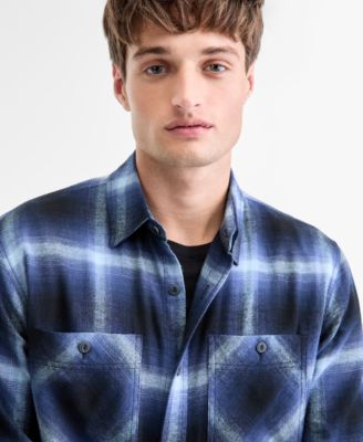 Men's Iverson Long-Sleeve Cotton Flannel Plaid Shirt, Macy's Exclusive