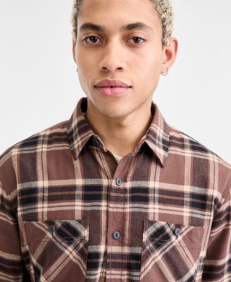 Men's Anthony Long-Sleeve Cotton Flannel Plaid Shirt, Macy's Exclusive
