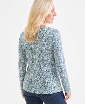 Plus Size Printed Long-Sleeve Top, Macy's Exclusive