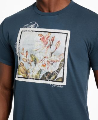 Men's Short Sleeve Crewneck Flower Box Graphic T-Shirt