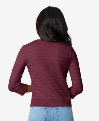 Women's Ottoman-Rib 3/4-Sleeve Crewneck Cardigan