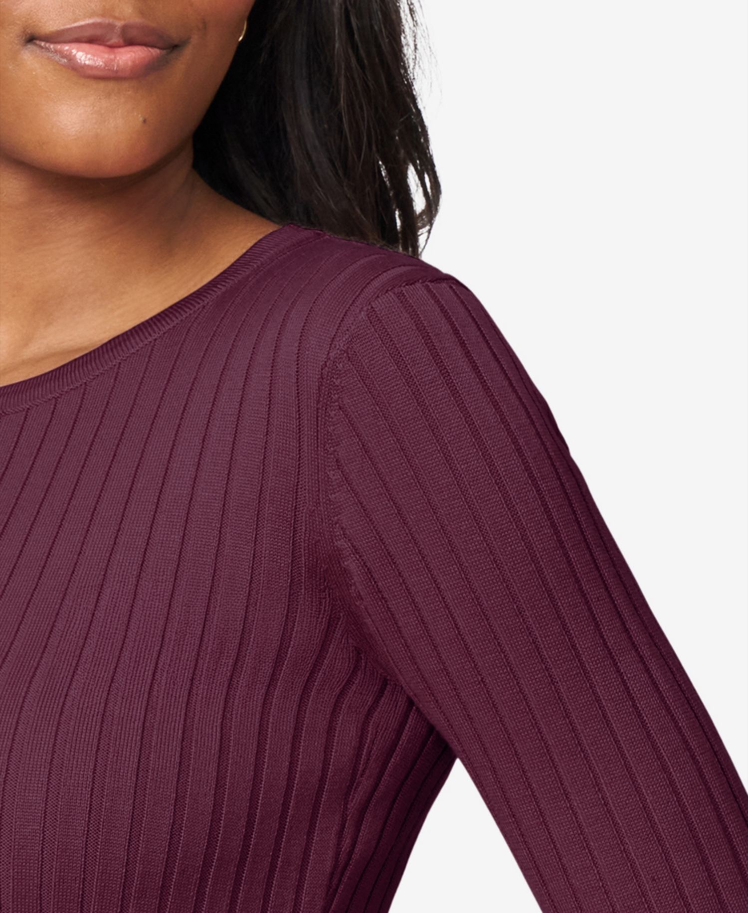 Women's Crewneck Ribbed-Knit Sweater