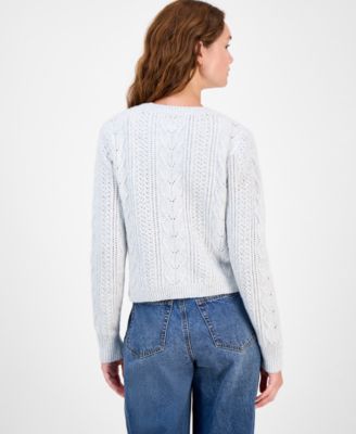 Juniors' Cable-Knit Button-Front Lady Cardigan
