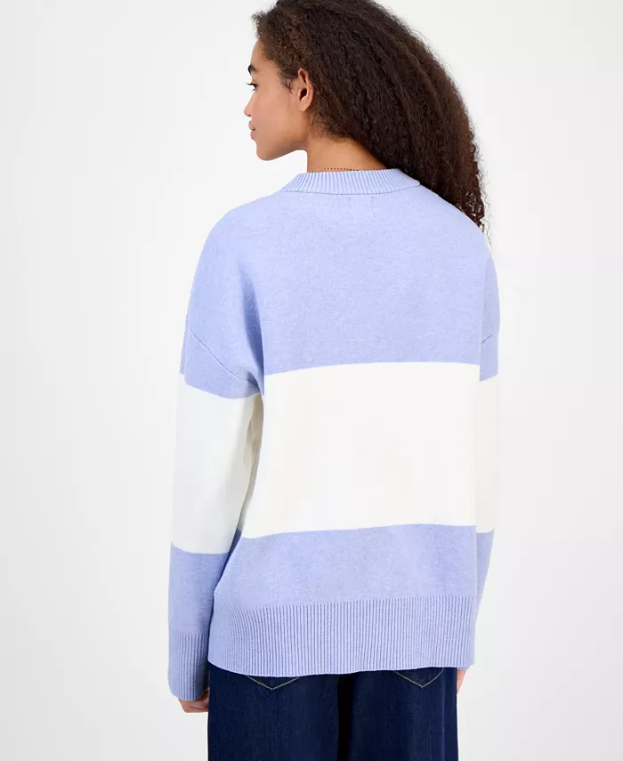 Juniors' Oversized Stripe Long-Sleeve Sweater - thumbnail 6
