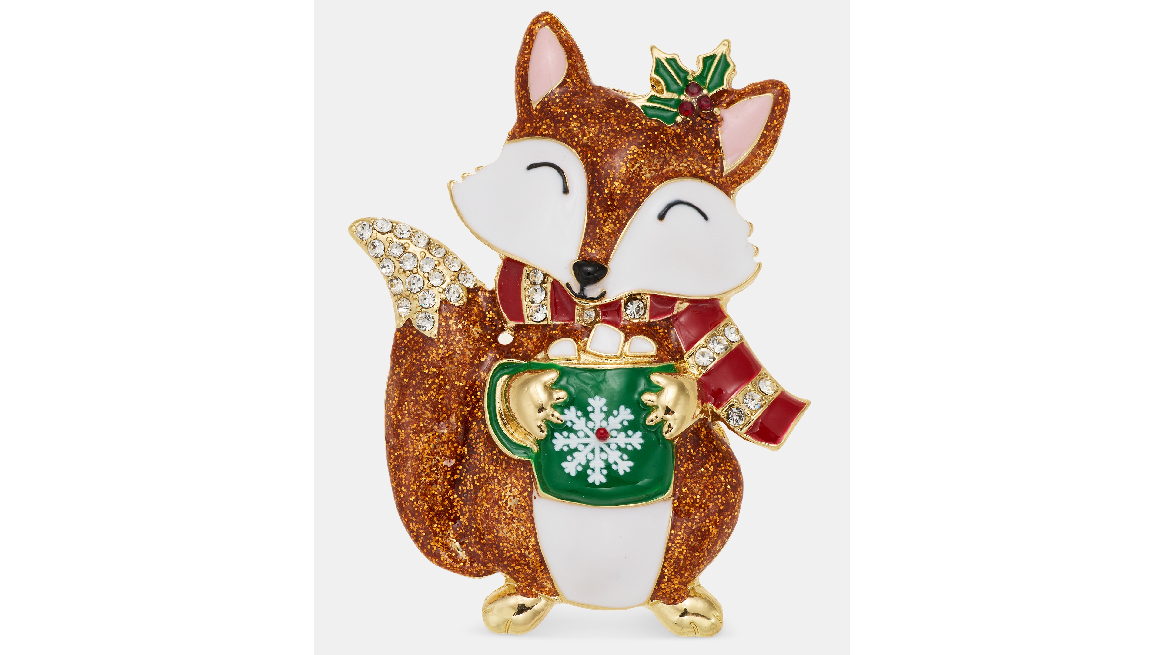 Holiday Lane Crystal & Glitter Fox Pin, Macy's Exclusive