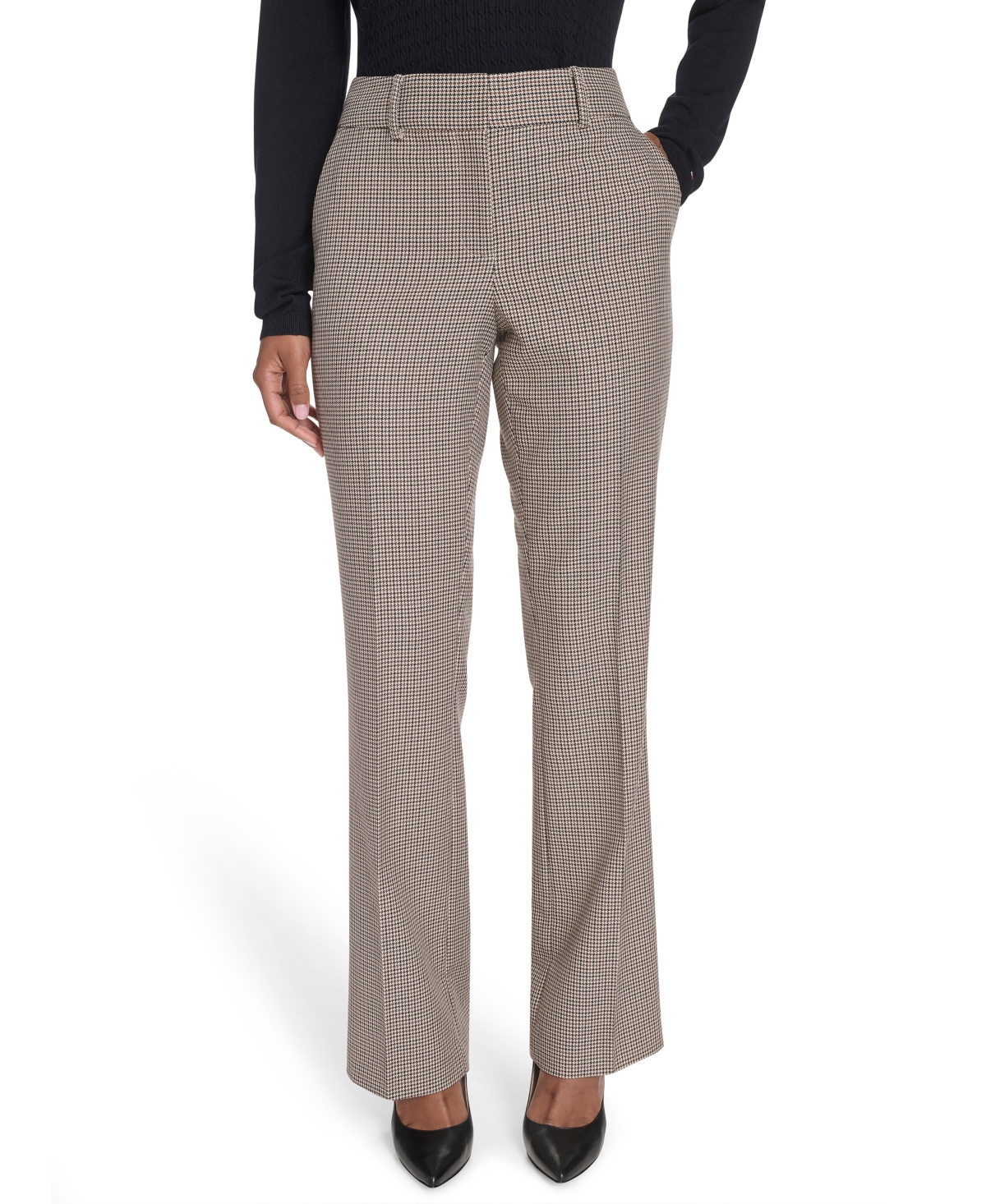 Tommy Hilfiger Women's Houndstooth Bootcut Trousers In Multi
