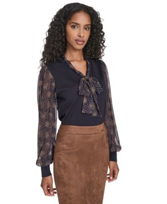 Women's Mixed Media Posy V-Neck Sweater