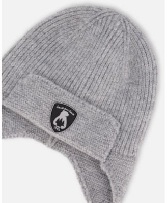 Baby Unisex Lined Baby Knit Hat with Ears and Strings Heather Gray - Baby|Toddler