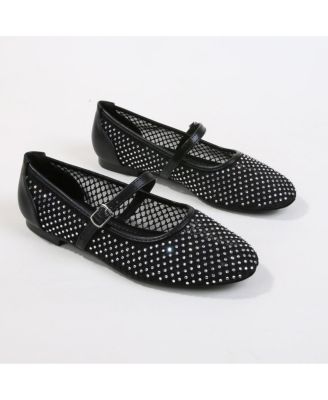 Freda  Rhinestone Studded Mesh Mary Janes