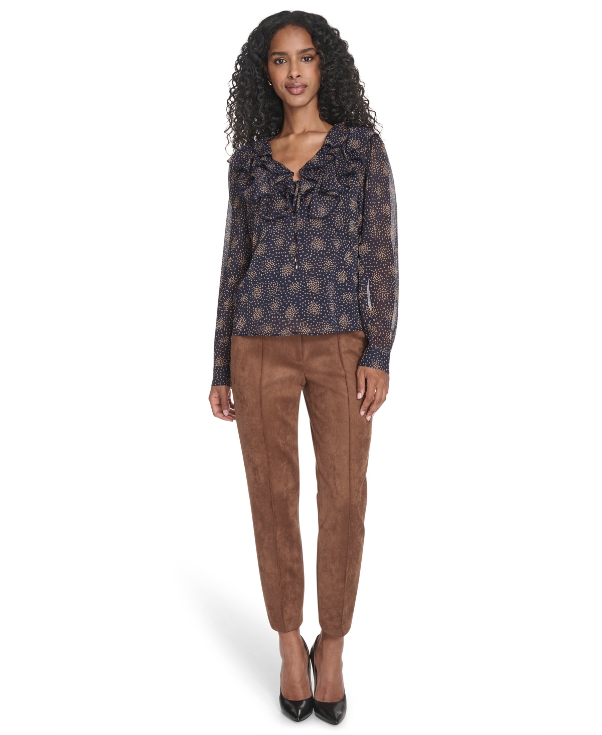Tommy Hilfiger Women's Posy Ruffle Long Sleeve Blouse In Multi