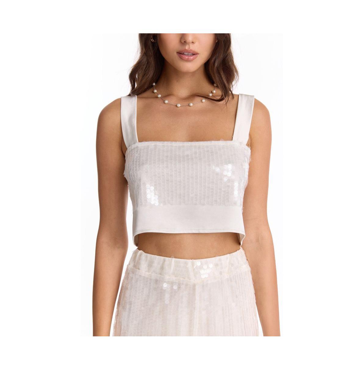 Women's Zoey Sequin Crop Top - Black