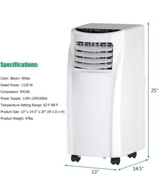 8000 BTU 3 in 1 Portable Cooler Fan Dehumidifier with Wheels Air Conditioner