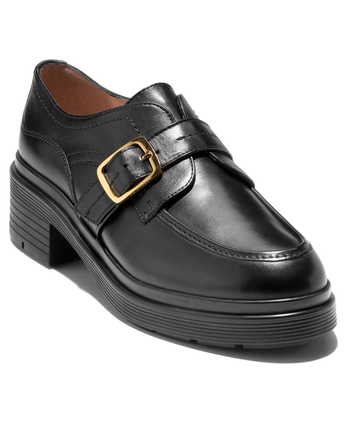 Cole Haan Women's Carlitta Monk Strap Lug Oxford Loafers In Black
