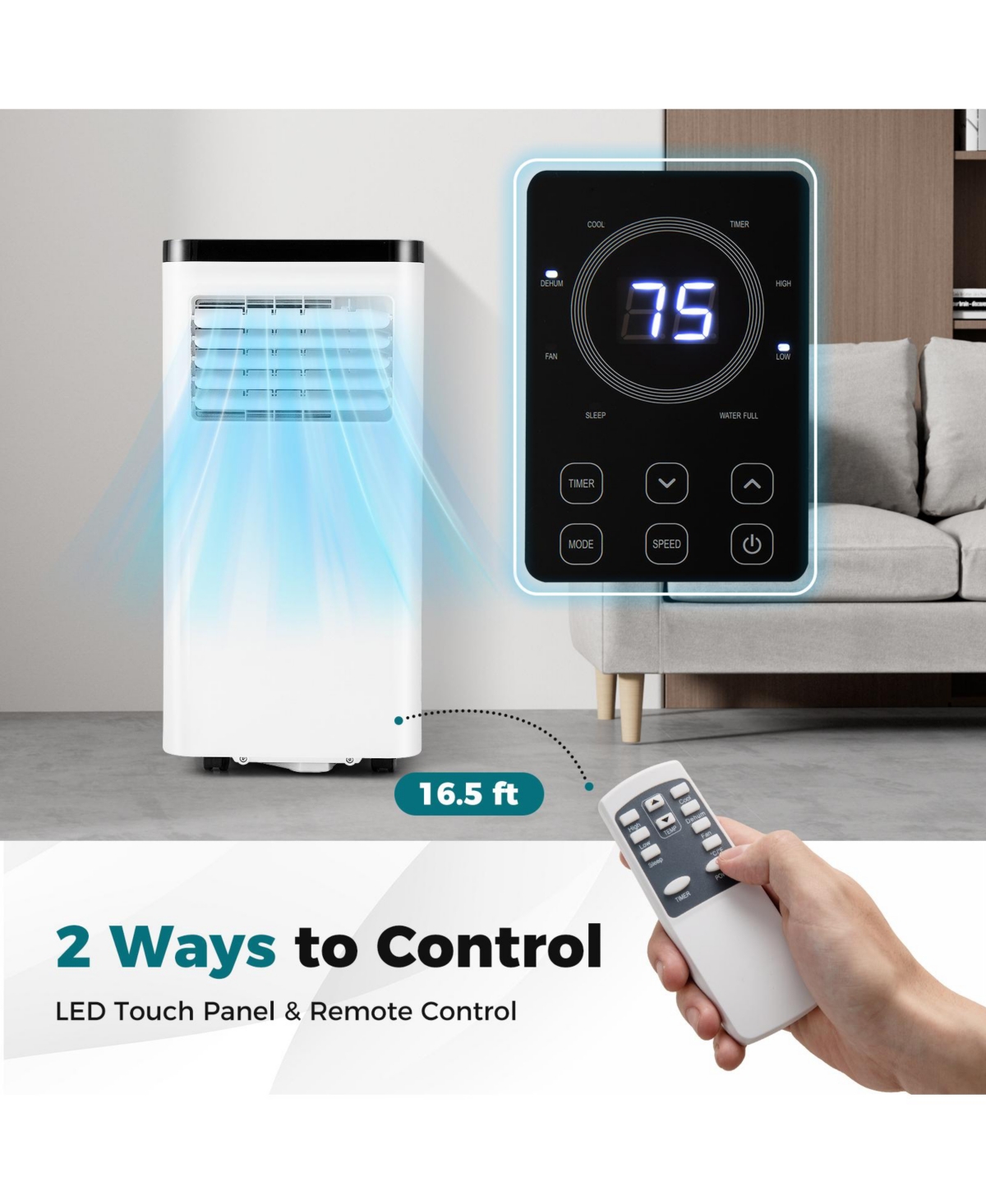 Gymax Btu Portable Air Conditioner w/ Control Panel & Remote Control
