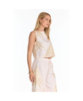 Women's Sola Linen Top - Gold Palm