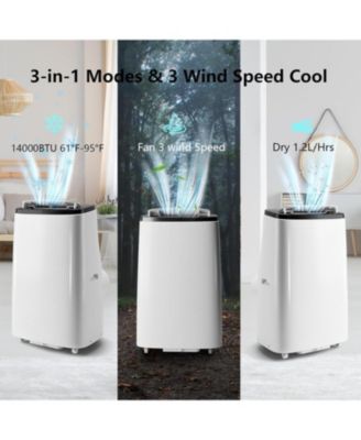 Offer Express 14,000 BTU 3-in-1 Portable Air Conditioner with Cooling, Dehumidifying, Fan Modes, Quiet Operation, and 24-Hour Timer
