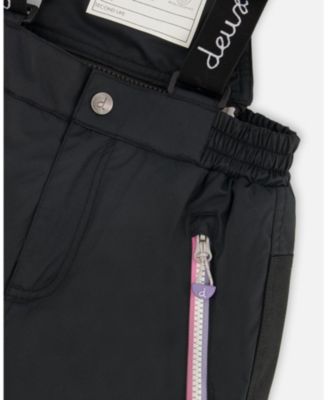 Girl Two-Piece Play Snowsuit with Allover Print Jacket and Solid Pant Black - Toddler|Child