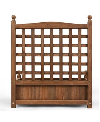 Solid Wood Planter Box with Trellis Weather-Resistant Outdoor 25''x11''x30''