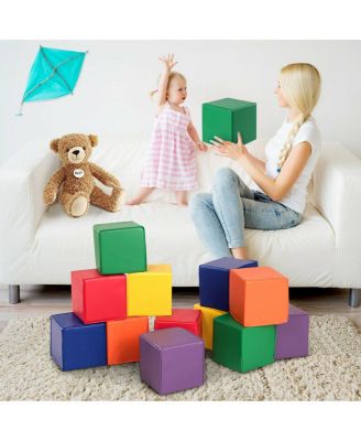 12-Piece 8'' PU Foam Big Building Blocks Colorful Soft Blocks Play Set For Kids
