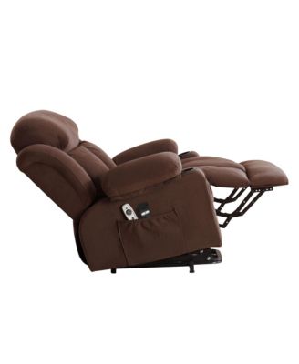 Power Lift Recliner Chair with Heat and Massage Electric Fabric Recliner Chair for Elderly with Side Pocket, USB Charge Port, Remote Control for Living Room (BROWN)
