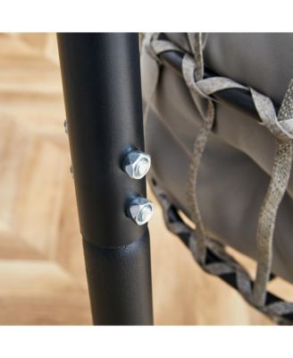 Duty Iron Hanging Chair with Wicker Weave – Single Person Swing for Indoor/Outdoor (Gray)