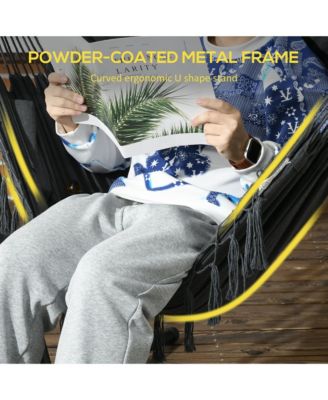 Outsunny Hammock Chair with Stand and Headrest Dark Gray