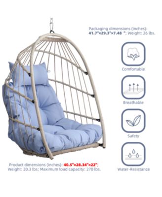 Outdoor garden rattan egg swing chair hanging chair PE hanging chair blue