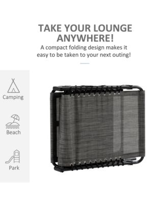 Reclining Chaise Lounge Chair, Portable Sun Lounger, Folding Camping Cot, with Adjustable Backrest and Removable Pillow, for Patio, Garden, Beach, Grey