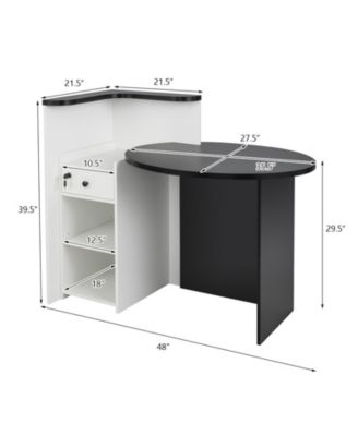 Front Reception Office Desk with Open Shelf and Lockable Drawer