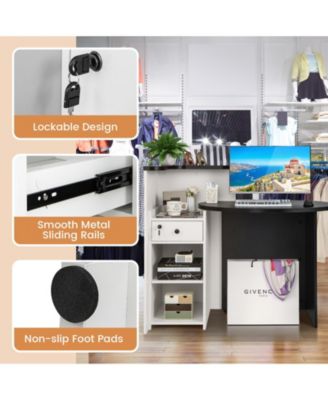 Front Reception Office Desk with Open Shelf and Lockable Drawer