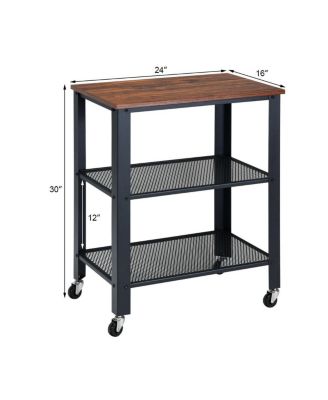 3-Tier Kitchen Utility Industrial Cart with Storage