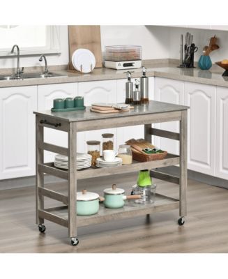HALIFAX NORTH AMERICA Gray Kitchen Helper: Rolling Cart with Stainless ...