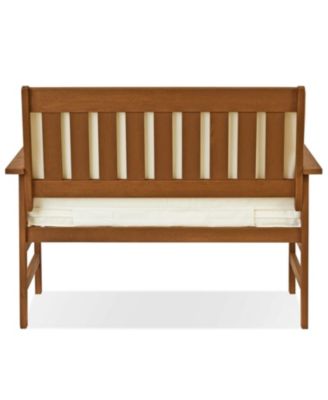 Outdoor Hardwood Patio Bench with Cushion, Weather-Resistant Teak Finish