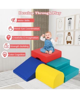 Toddler Climb & Crawl Activity Playset Blocks w/ Waterproof PU Cover EPE Foam Multi-color