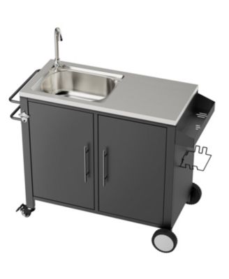 Outdoor Grill Table with Sink & Cabinet