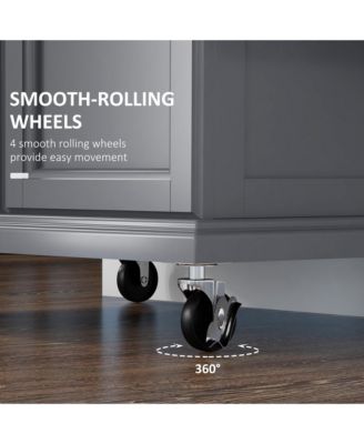 Gray Kitchen Island Cart: Drawer, Stainless Top, Utility Storage