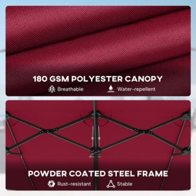 Double-Sided Sun Umbrella, Garden Parasol with Light,