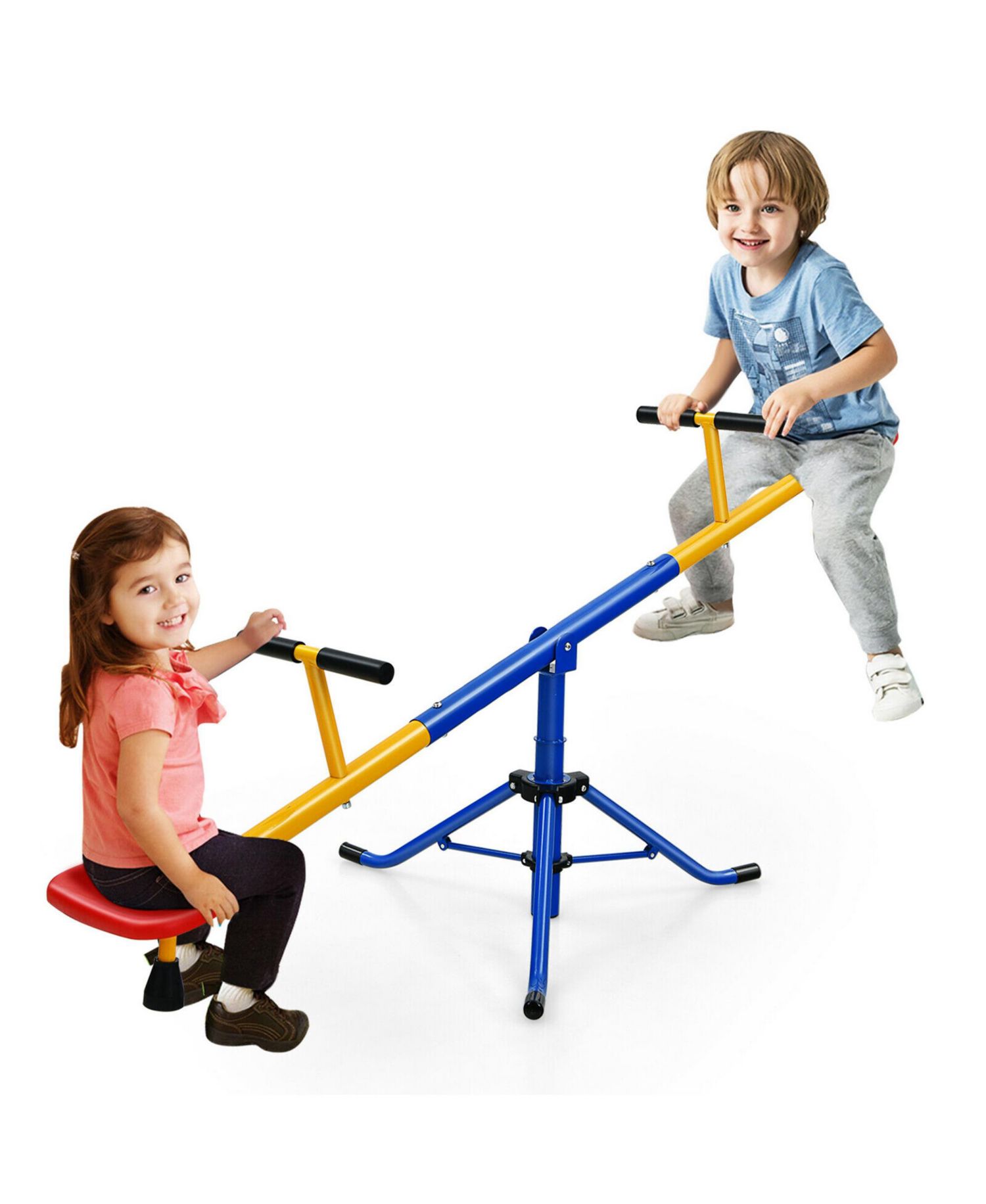 Kids Seesaw Swivel Teeter Totter Playground Equipment 360&deg; Rotation
