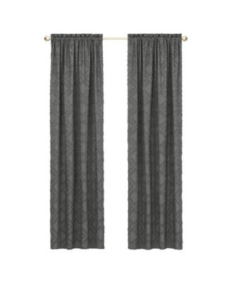 Contemporary Geometric Shabby Diamond Clipped Rod Pocket Single Window Curtain Panel - 63 in. Long