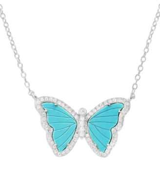 Kamaria Butterfly Necklace with Turquoise in 14k Gold Plated Sterling Silver - Rhodium plated silver 125$