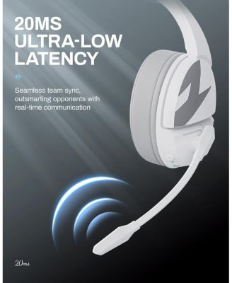 Wireless Gaming Headset | 2.4GHz, 100Hrs Battery, Noise-Canceling Mic, 50mm Drivers | PS5, PS4, PC, Switch, Bluetooth 5.3 (White)