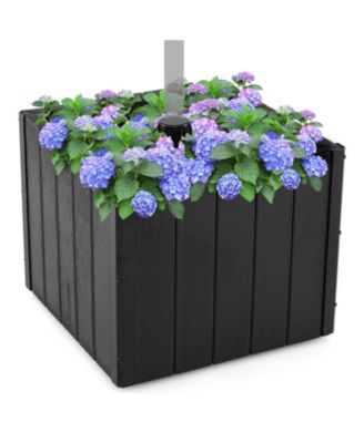 2-in-1 Outdoor Umbrella Base Planter w/Flower Box 4 Rolling Wheels 88 LBS Capacity