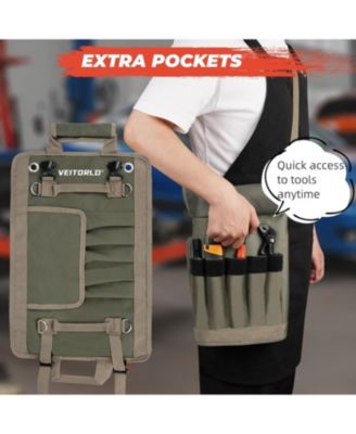 Tool Roll Up Bag , Portable Foldable Tools Storage for Men, Heavy Duty Tool Organizer with Detachable Pouches for Electrician Carpenter and Handy Man