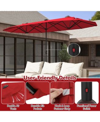 13 FT Patio Umbrella Double-Sided Market Umbrella w/ 36 Solar-Powered LED Lights