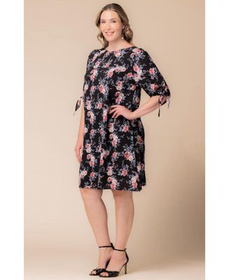 Plus Size Manhattan Shift Dress with Tie Sleeves