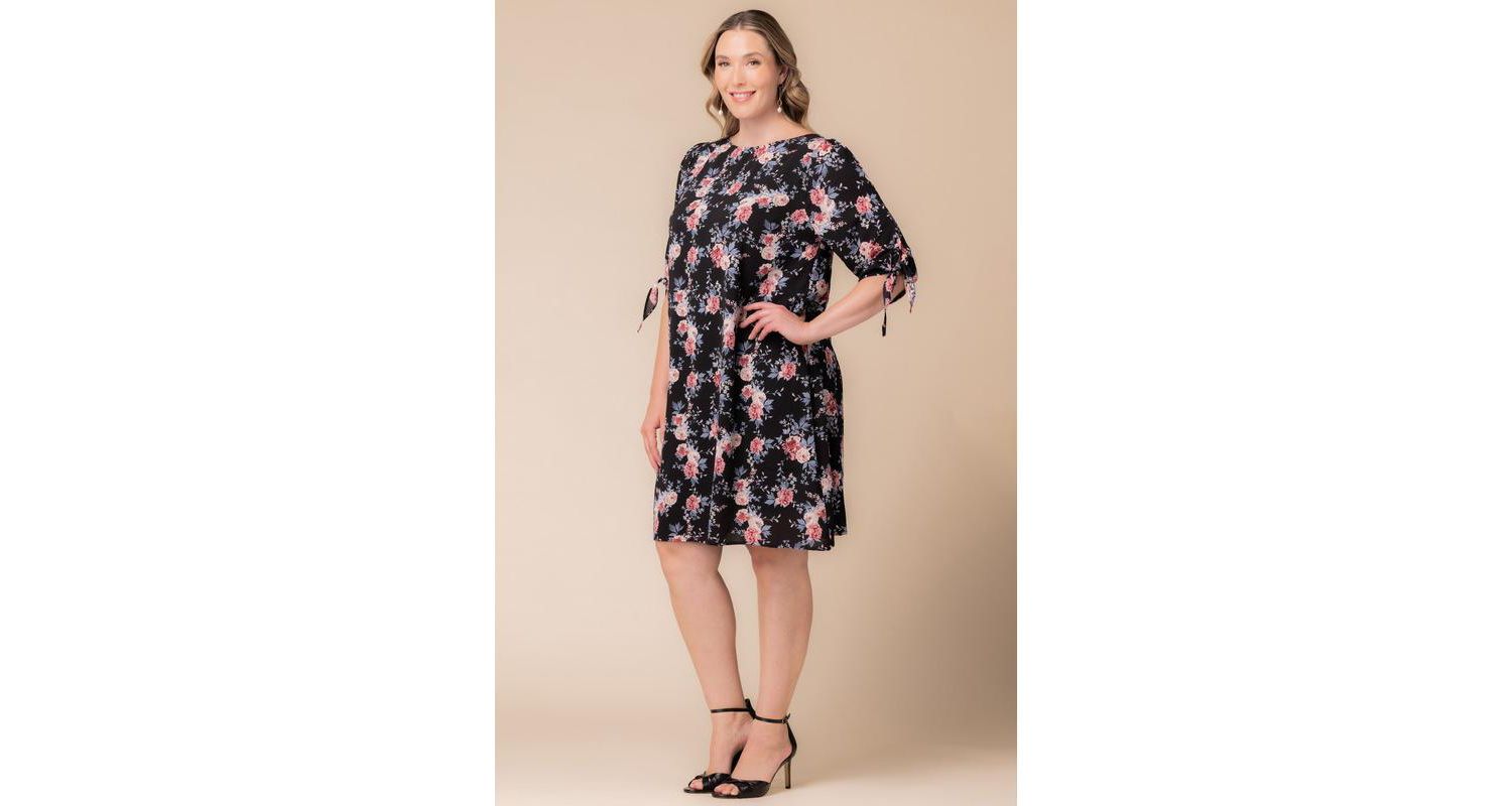 Plus Size Manhattan Shift Dress with Tie Sleeves