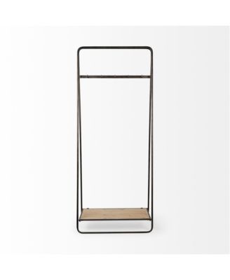 Industrial Pipe Hall Tree with Metal Frame and Wood Shelves for Entryway Storage