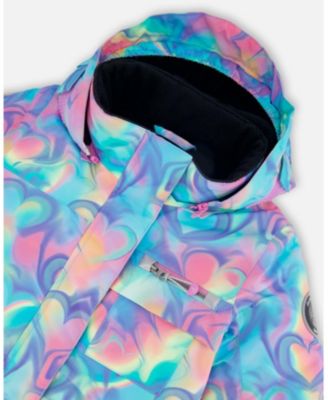 Toddler Girls One-Piece Play Snowsuit Rainbow Heart Print - Toddler|Child